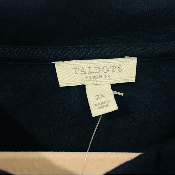 TALBOTS NWT Snowflake Soft Embroidered Nave Winter Sweatshirt Long Sleeve B2 - Picture 7 of 10